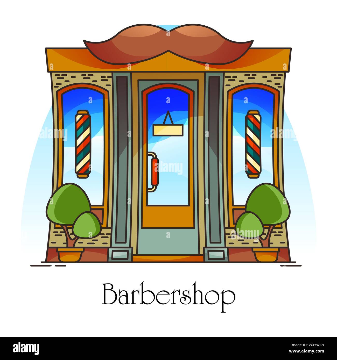 Barber shop edificio con polo o barbieri store Illustrazione Vettoriale