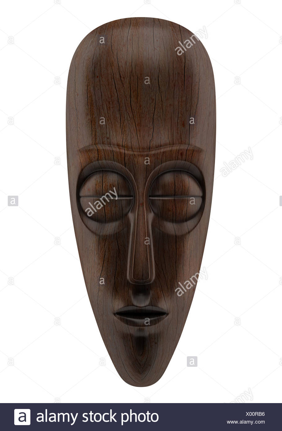 In legno maschera africana isolato su sfondo bianco Foto stock - Alamy