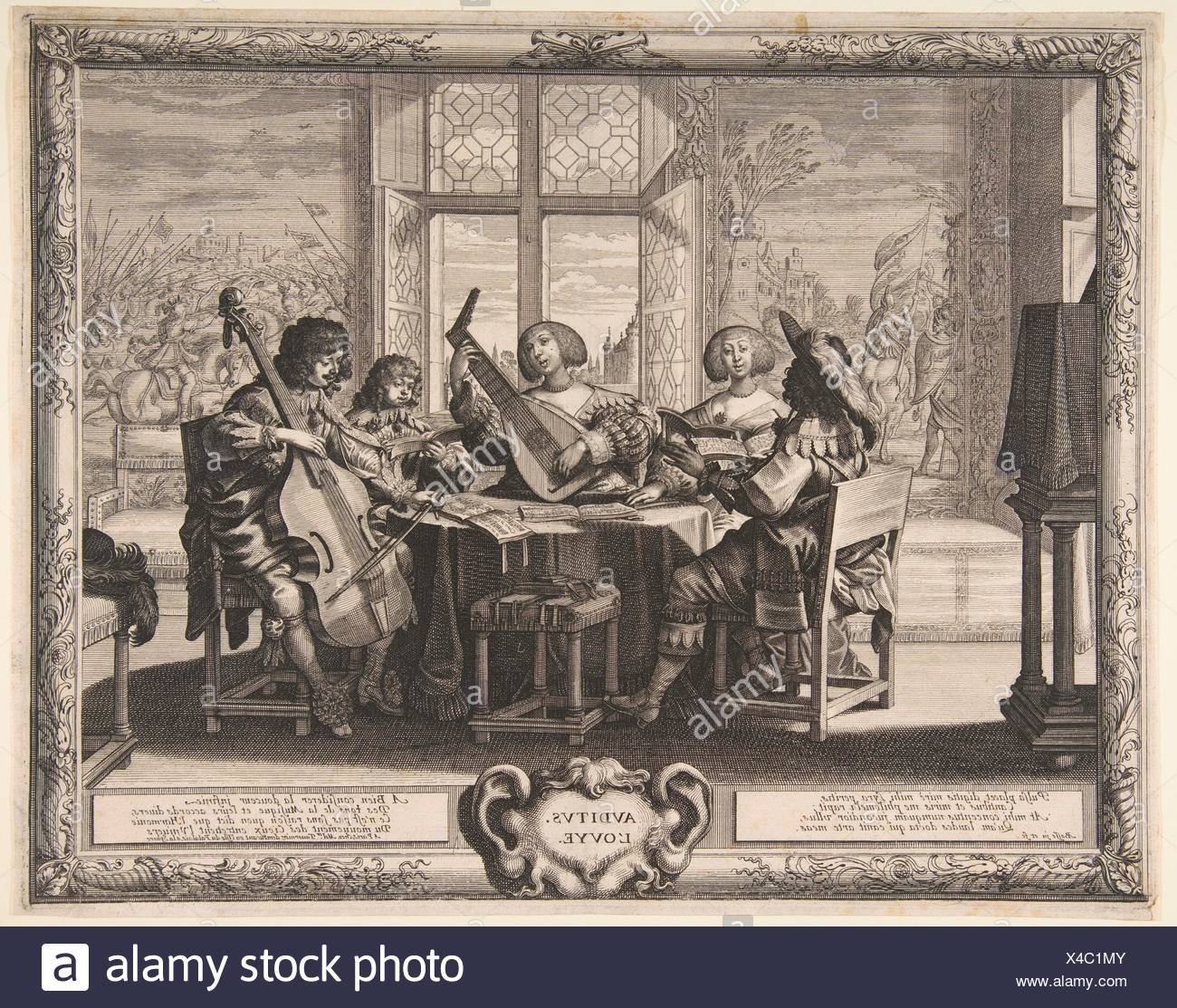 Udito Serie Portfolio I Cinque Sensi Artista Abraham Bosse Francese Tours 1602 1604 1676 Parigi Editore Melchior Tavernier Francese Data Di Nascita Foto Stock Alamy