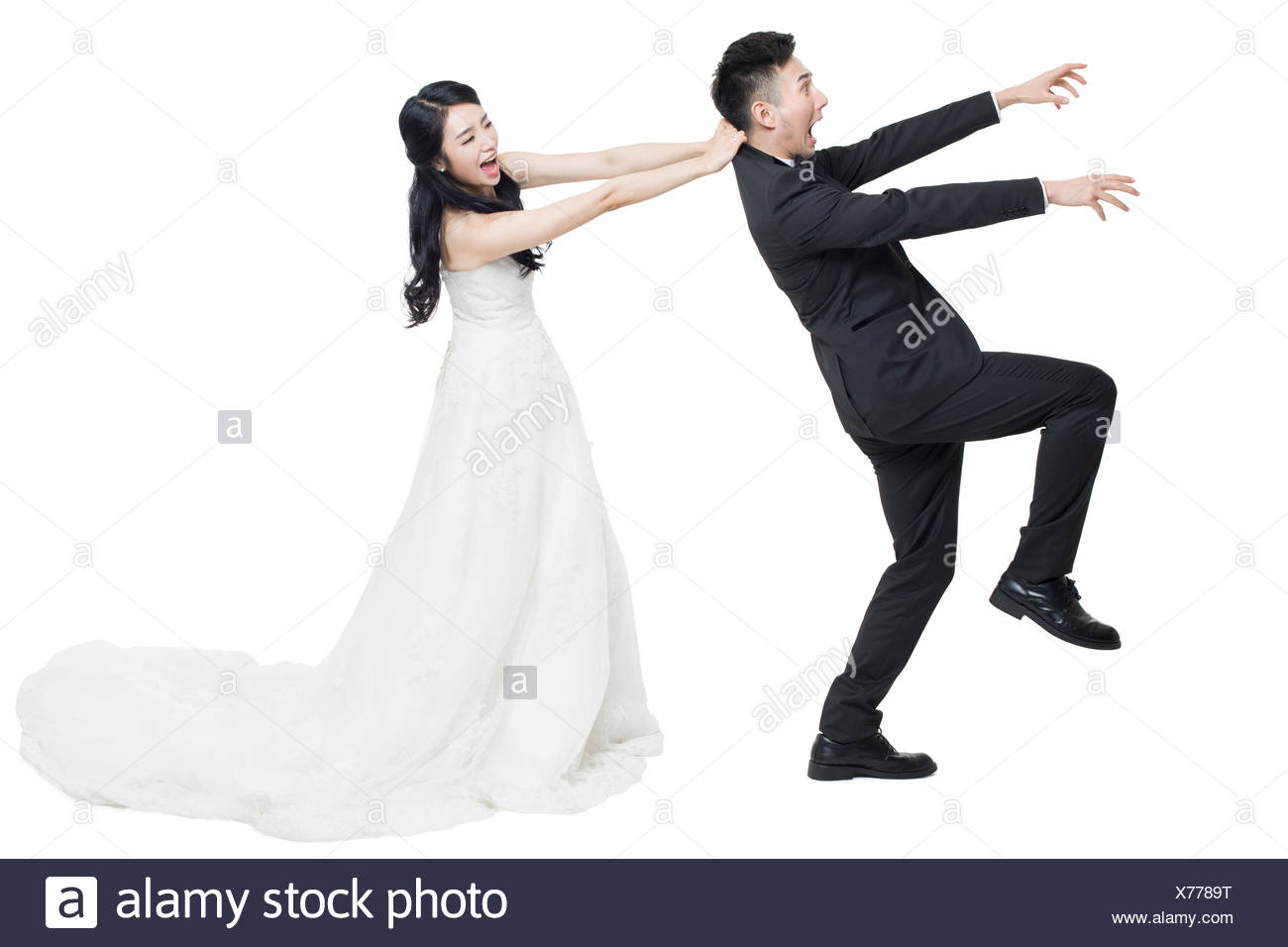 Divertente La Sposa E Lo Sposo Foto Stock Alamy