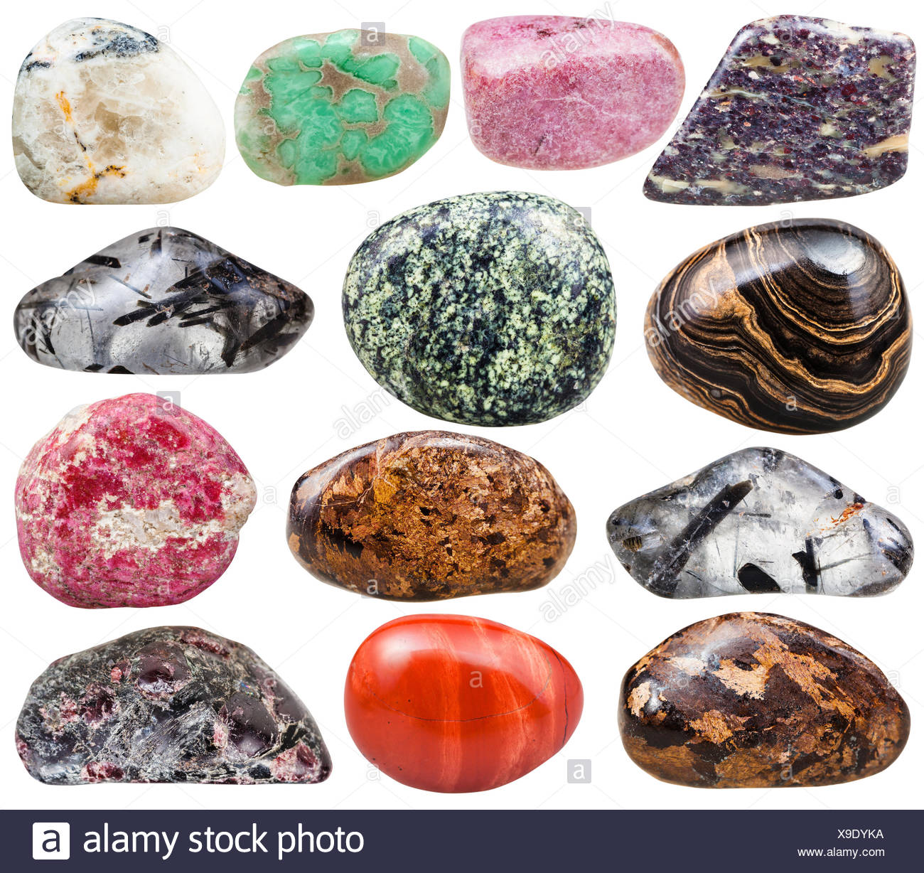 Collezione di minerali naturali burattati pietre preziose Foto stock - Alamy