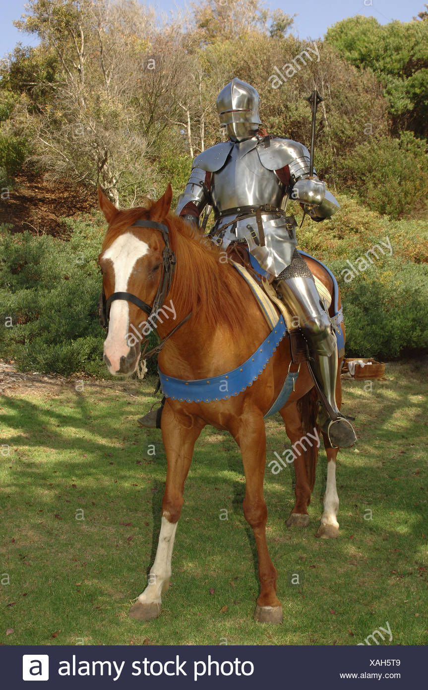 Soldato del cavallo metalliche laterali di protezione proteggono il  cavaliere del braccio di spada arma rider Foto stock - Alamy