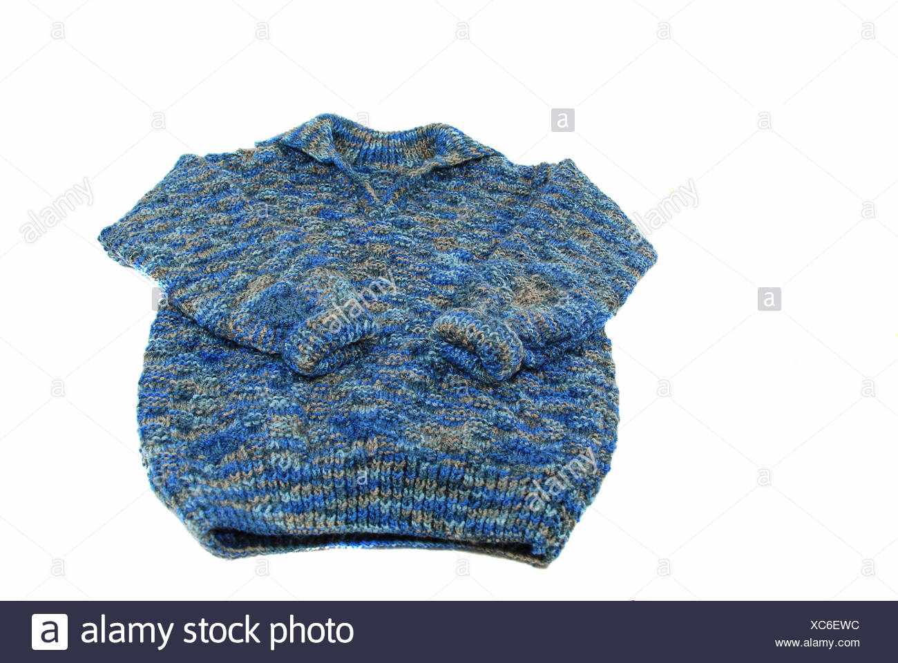 Maglione blu maglie maglia lavorata a maglia di lana blu hobby maglione  manicotti in maglia Foto stock - Alamy