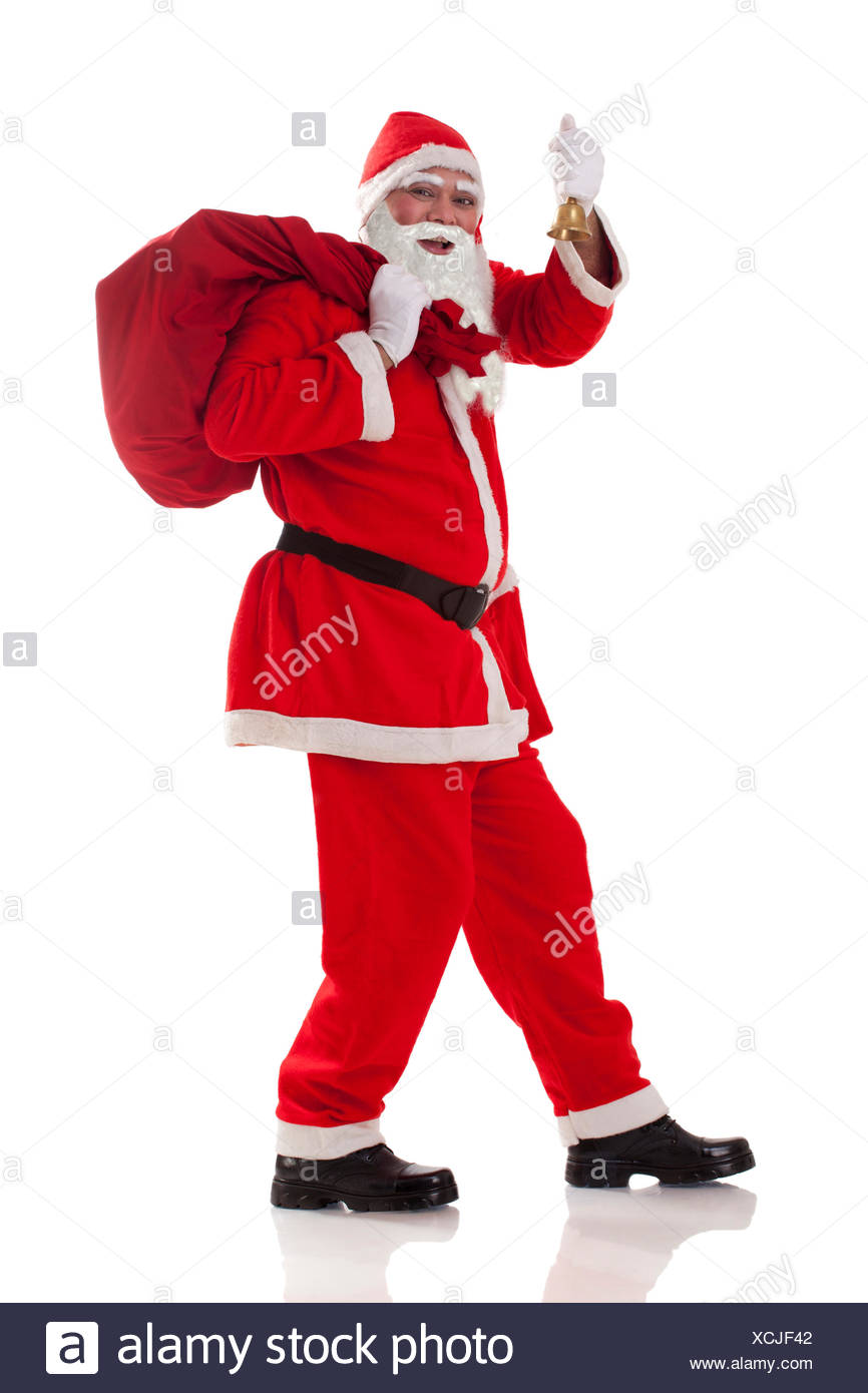 Lunghezza Completa Di Babbo Natale Che Trasportano Il Sacco Di Presenta Con Campana Foto Stock Alamy