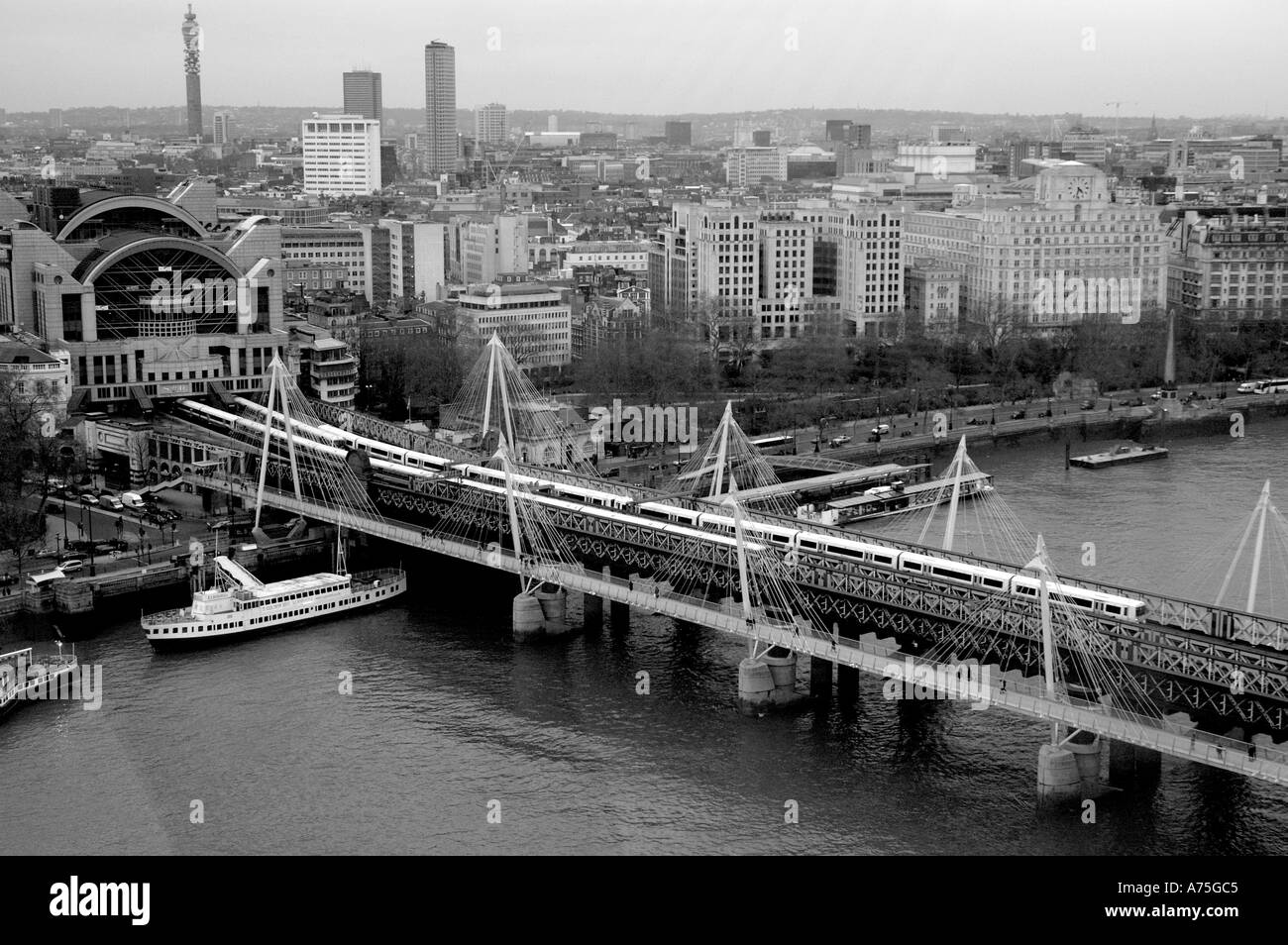 Charing Cross Railway Bridge Across River Thames London