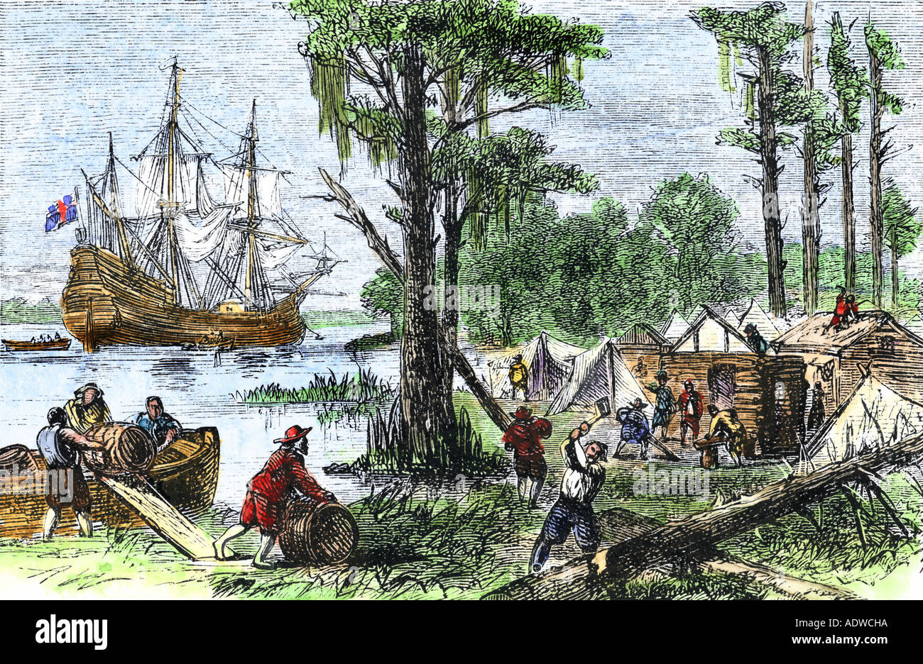 Arrival Of Colonists At Jamestown In Virginia Colony 1607 - 